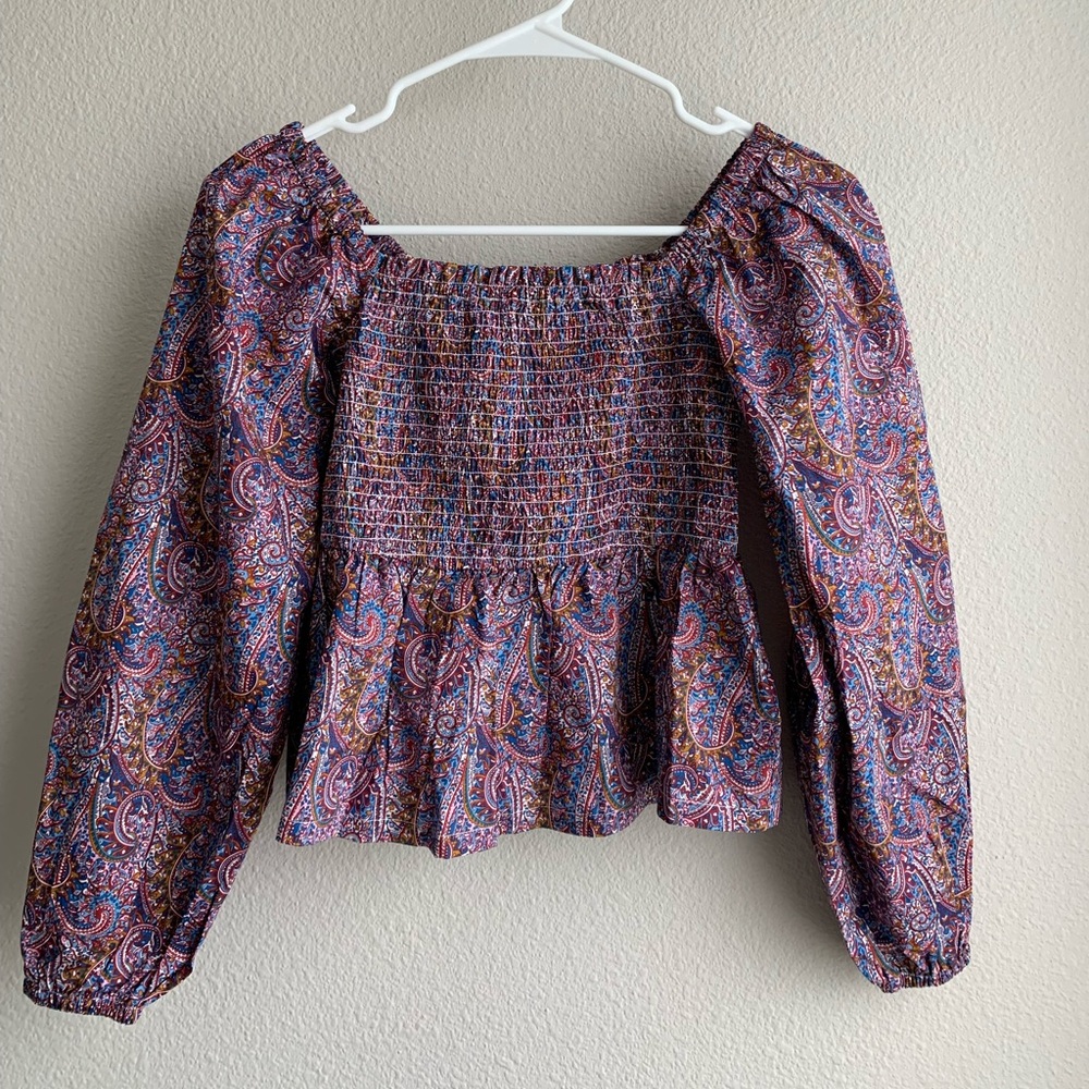 Puff-sleeve smocked top in Liberty® Tropical Prince print - Picture 3 of 5